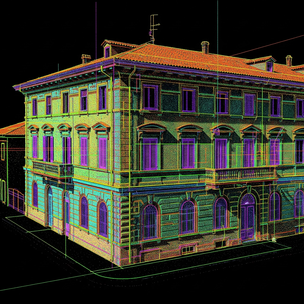 Dalla nuvola di punti al CAD/BIM. La precisione al vostro servizio. Nicola Tasselli Architetto PhD Lugo Ravenna - Progettazione architettonica Rilievo Drone Modellazione 3D BIM Revit Rhino Blender - ntaa.it - Tasselli Architettura